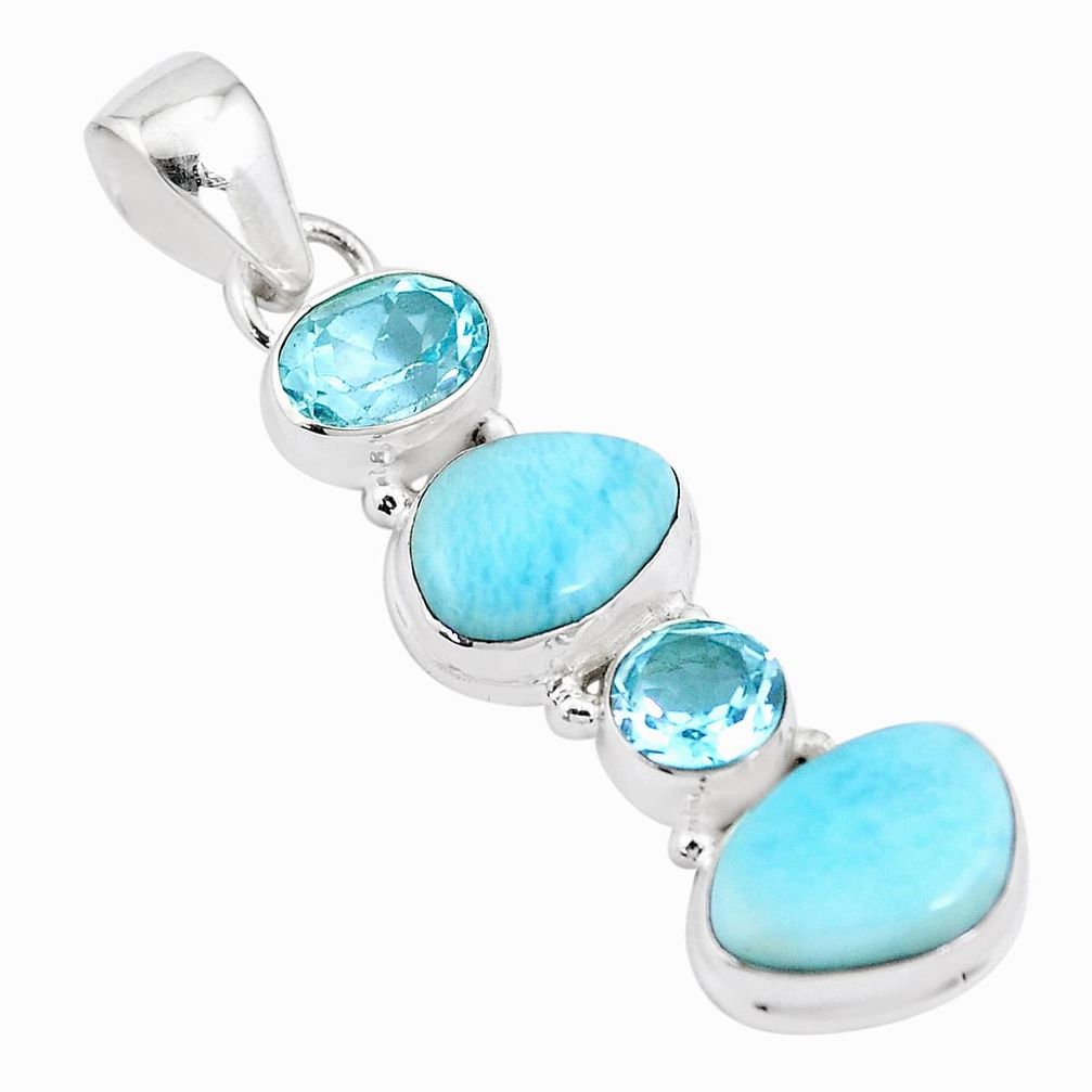 12.34cts natural blue larimar topaz 925 sterling silver pendant jewelry p17241