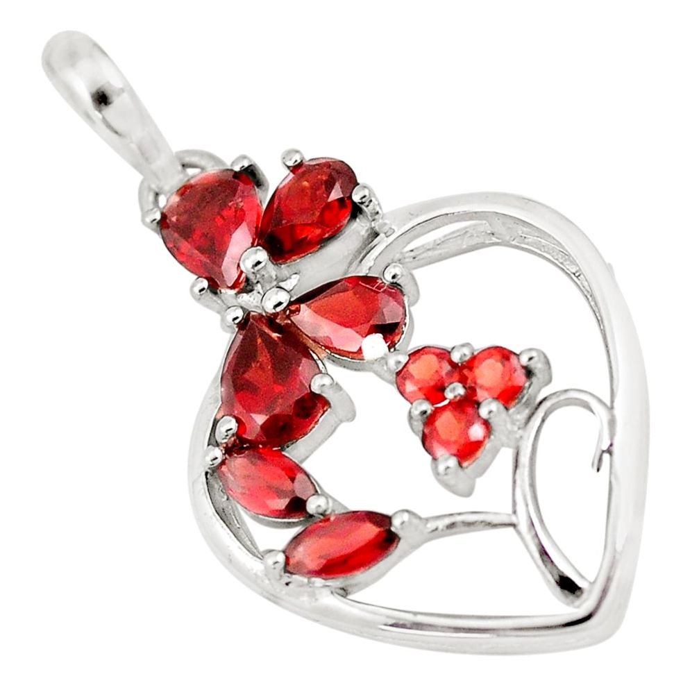 925 sterling silver 7.12cts natural red garnet heart pendant jewelry p17808