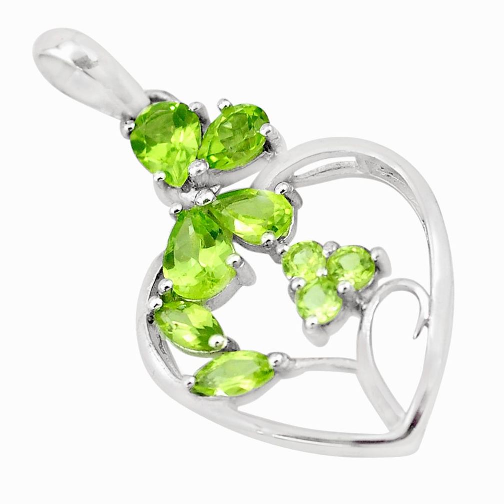 6.53cts natural green peridot 925 sterling silver heart pendant jewelry p17815