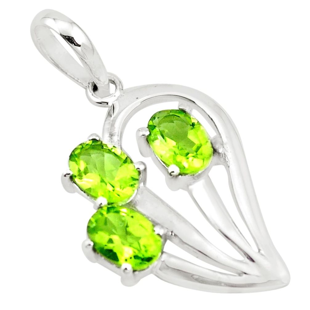 4.18cts natural green peridot oval 925 sterling silver pendant jewelry p17869