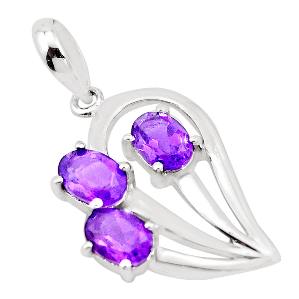 4.43cts natural purple amethyst oval 925 sterling silver pendant jewelry p17871