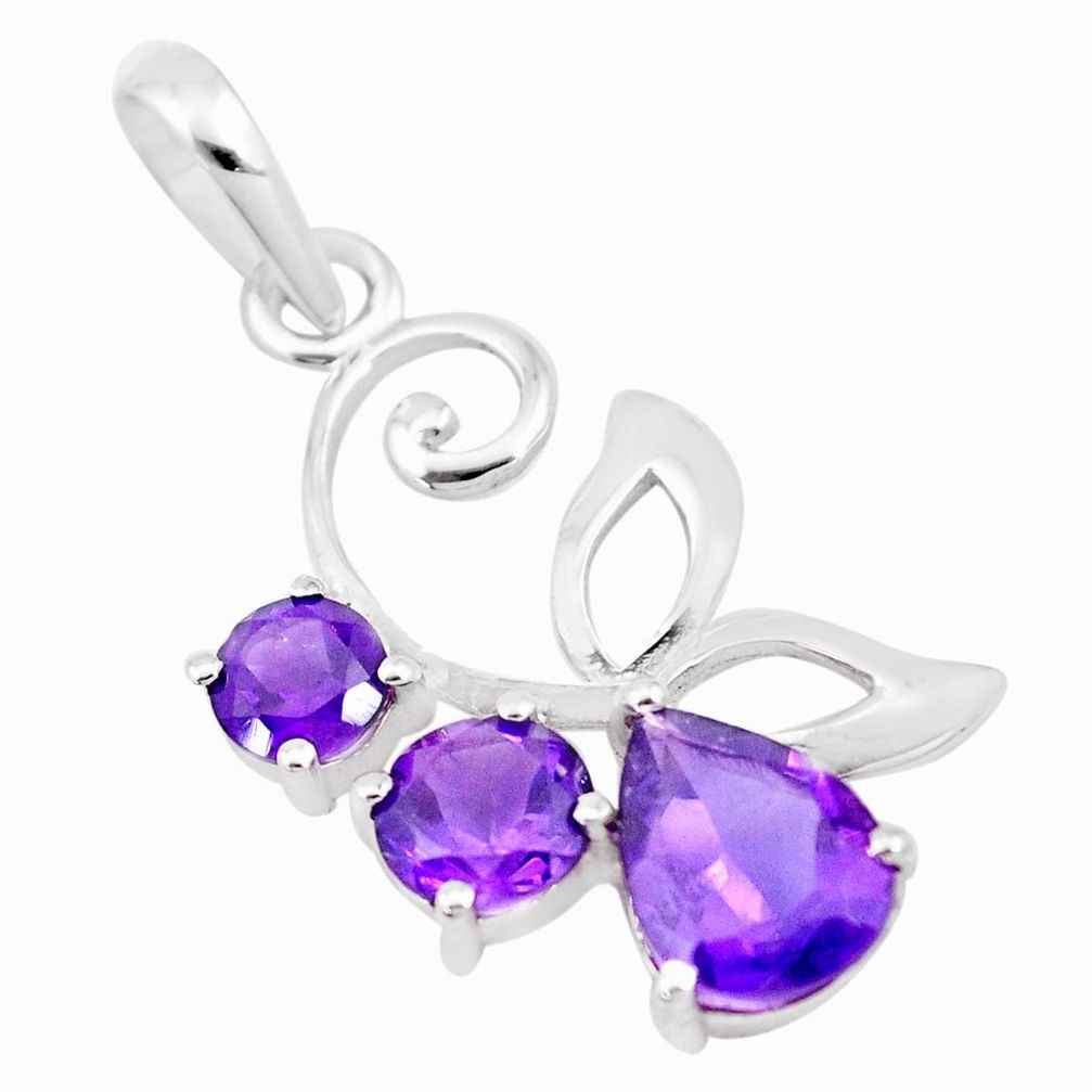 4.34cts natural purple amethyst 925 sterling silver pendant jewelry p17892