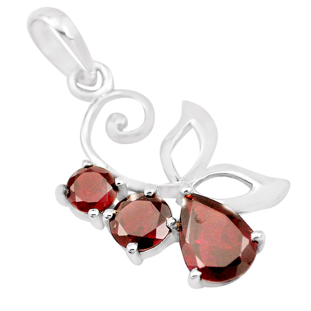 925 sterling silver 4.04cts natural red garnet pear pendant jewelry p17900