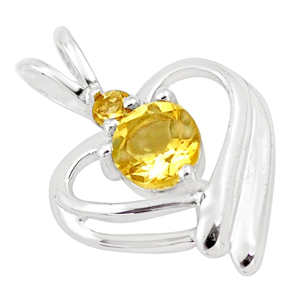 1.84cts natural yellow citrine 925 sterling silver heart pendant jewelry p17905