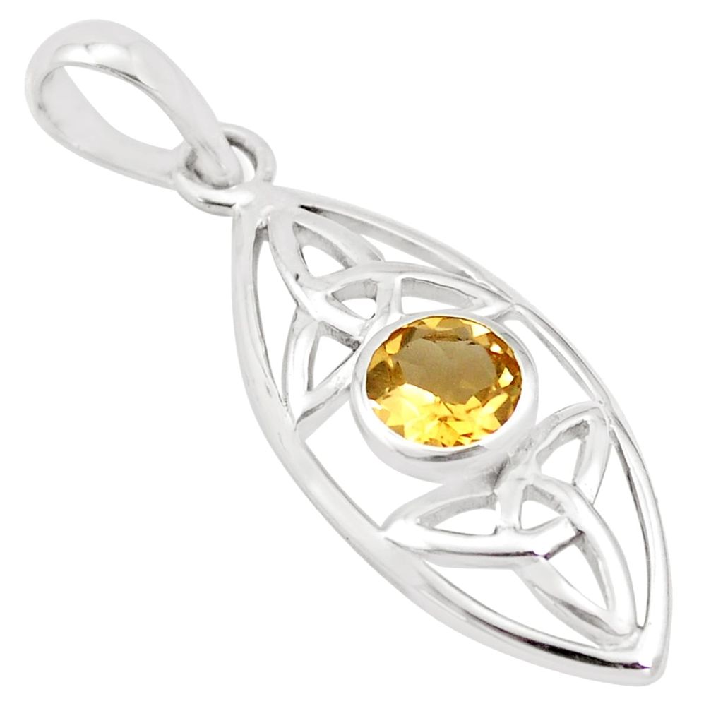 1.61cts natural yellow citrine 925 sterling silver pendant jewelry p17948