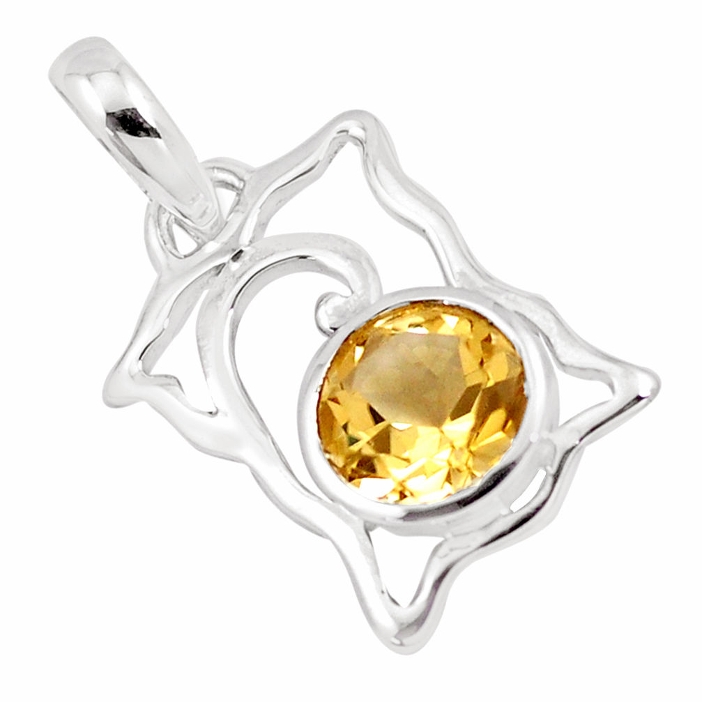 3.14cts natural yellow citrine 925 sterling silver pendant jewelry p17961