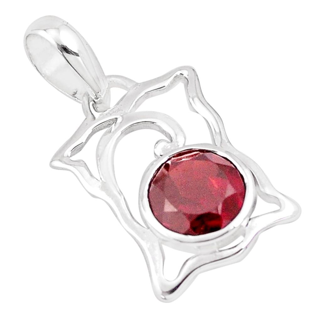 925 sterling silver 3.22cts natural red garnet round pendant jewelry p17976