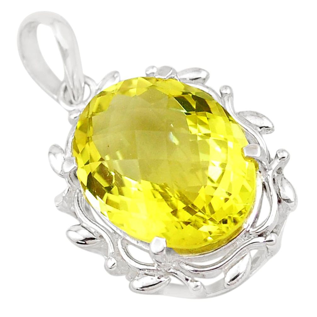 18.15cts natural lemon topaz oval 925 sterling silver pendant jewelry p18050