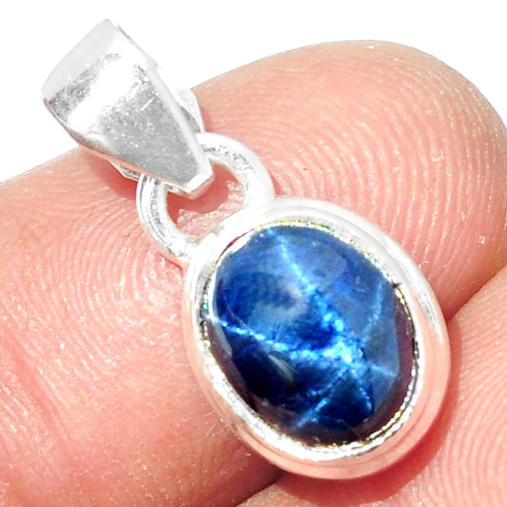 925 STERLING SILVER 4.30cts NATURAL BLUE STAR SAPPHIRE PENDANT JEWELRY P18866