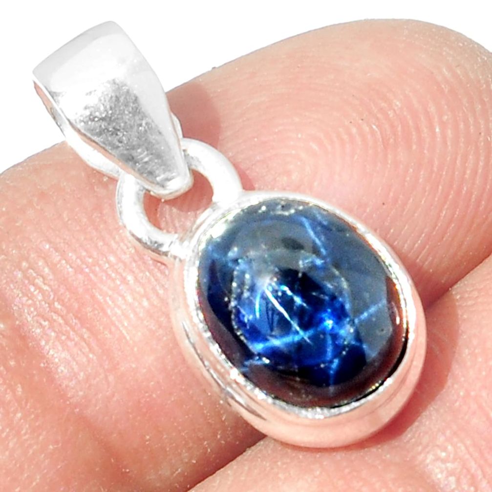 4.25cts NATURAL BLUE STAR SAPPHIRE 925 STERLING SILVER PENDANT JEWELRY P18870