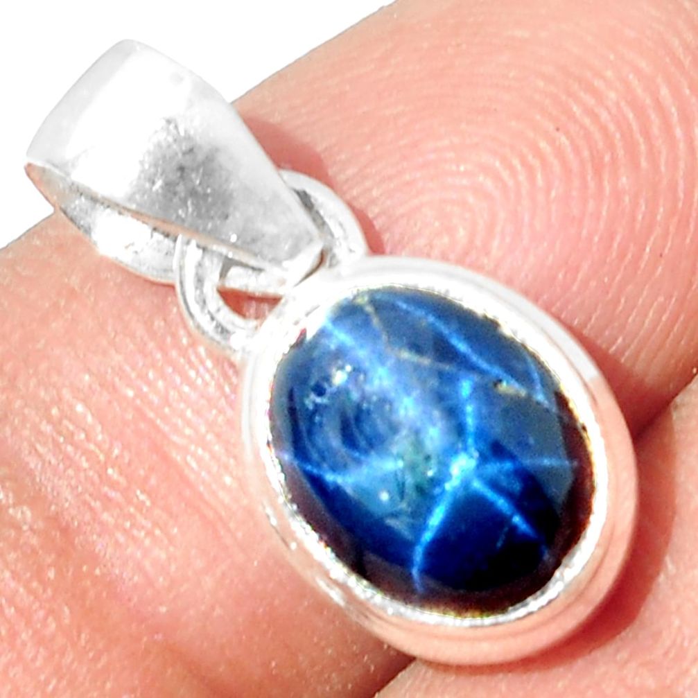 925 STERLING SILVER 4.54cts NATURAL BLUE STAR SAPPHIRE PENDANT JEWELRY P18875