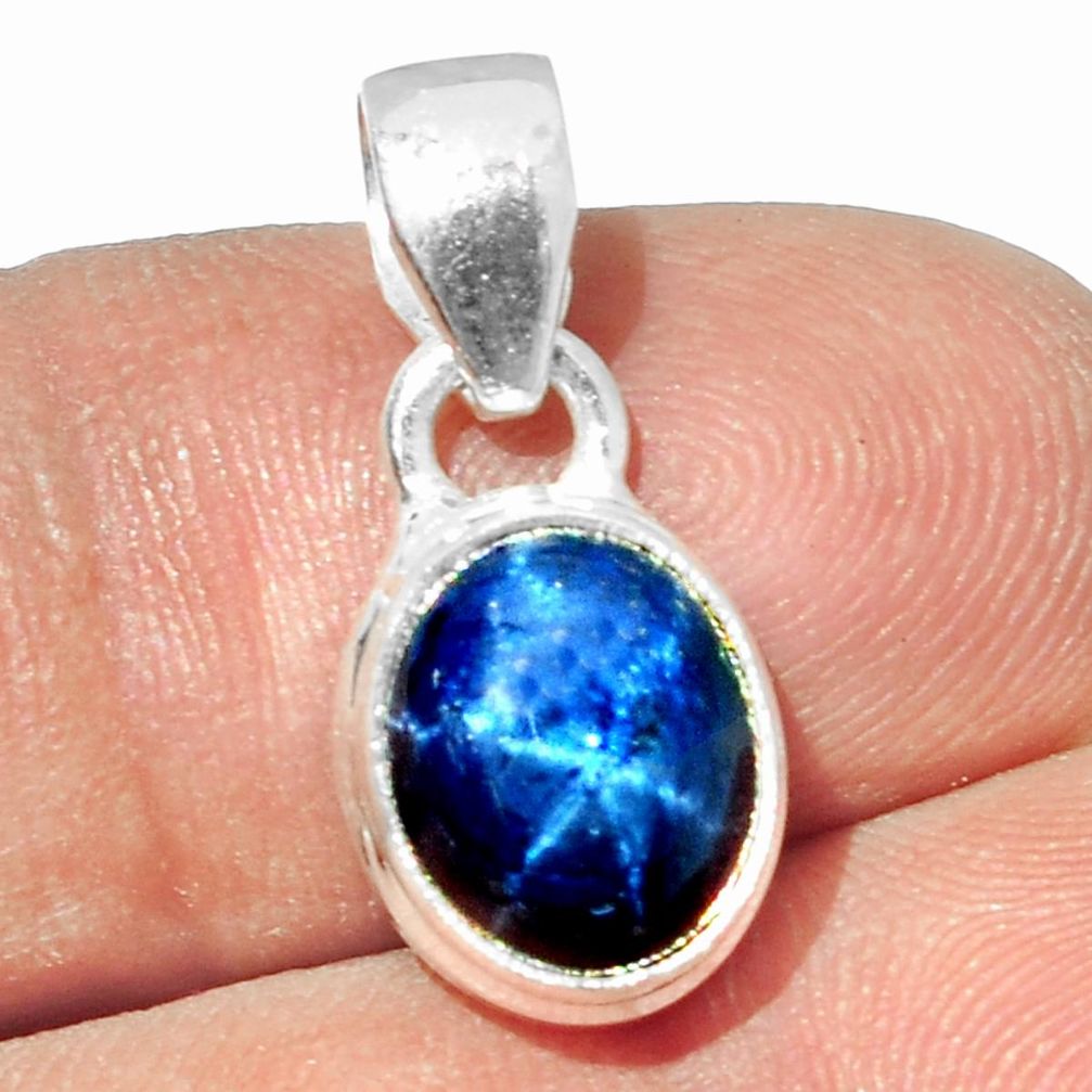 925 sterling silver 4.47cts natural blue star sapphire pendant jewelry p18887