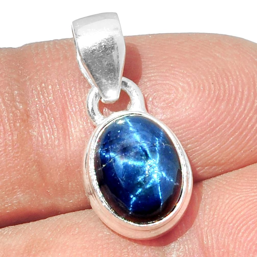 4.57cts natural blue star sapphire 925 sterling silver pendant jewelry p18891