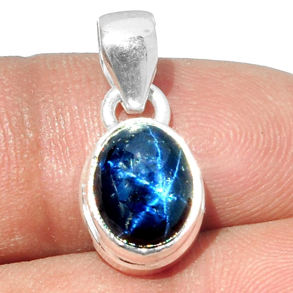 4.62cts natural blue star sapphire 925 sterling silver pendant jewelry p18894