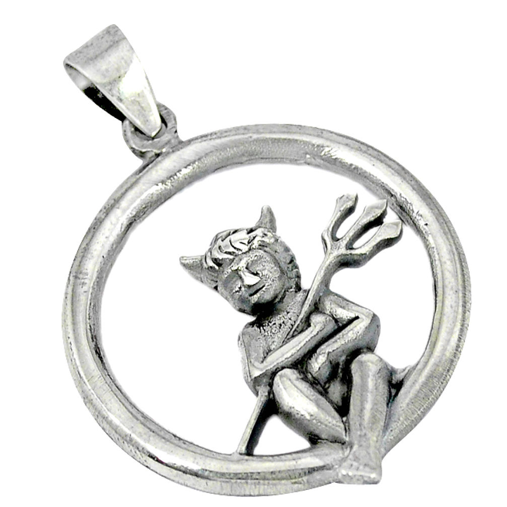 Indonesian bali style solid 925 silver circle in baby angel pendant p1926