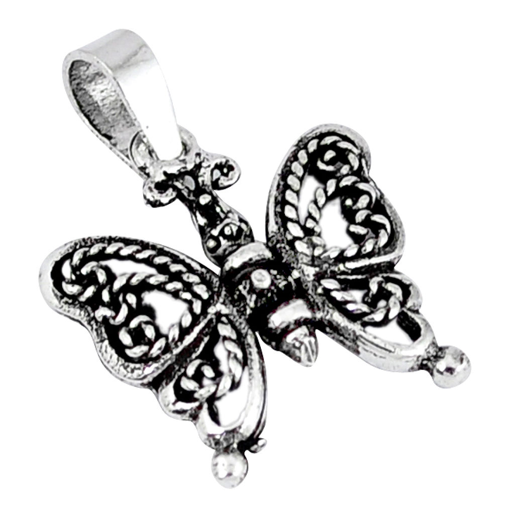 Indonesian bali style solid 925 sterling silver butterfly pendant jewelry p1935