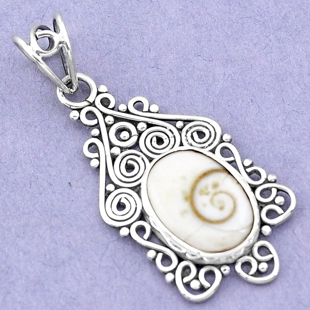 925 sterling silver 5.54cts natural white shiva eye oval pendant jewelry p19384