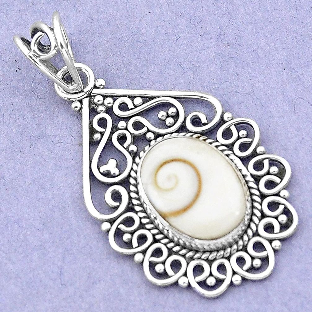 7.04cts natural white shiva eye 925 sterling silver pendant jewelry p19386