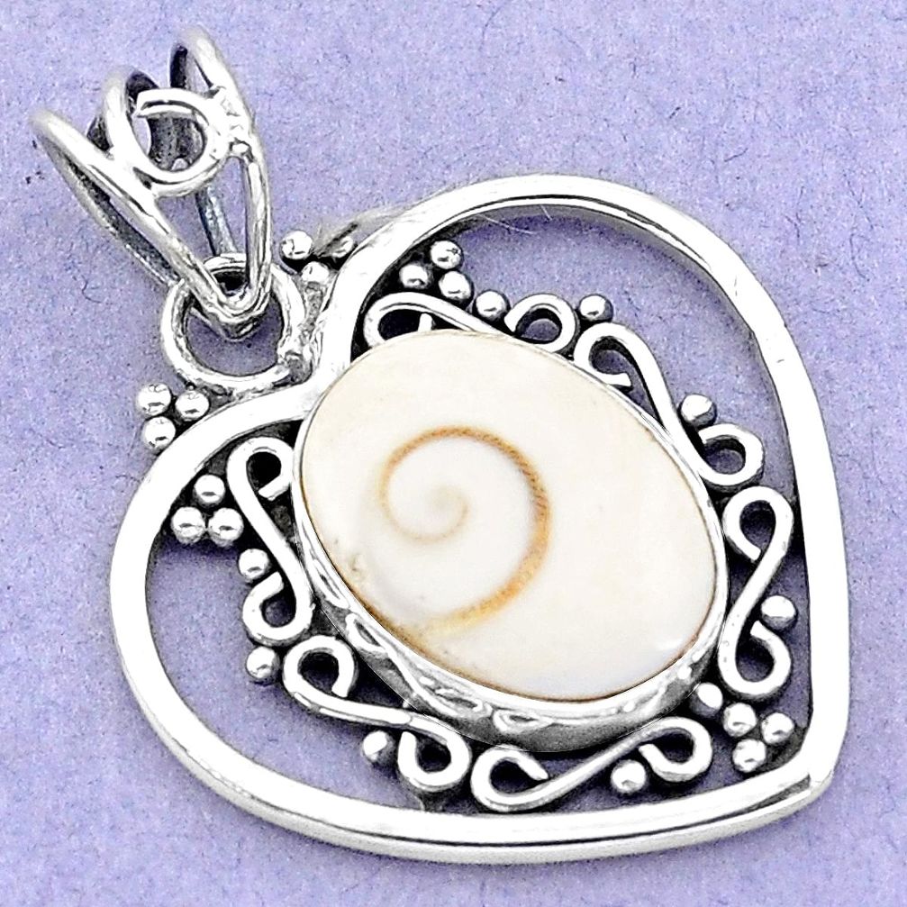 6.72cts natural white shiva eye 925 sterling silver heart pendant jewelry p19389