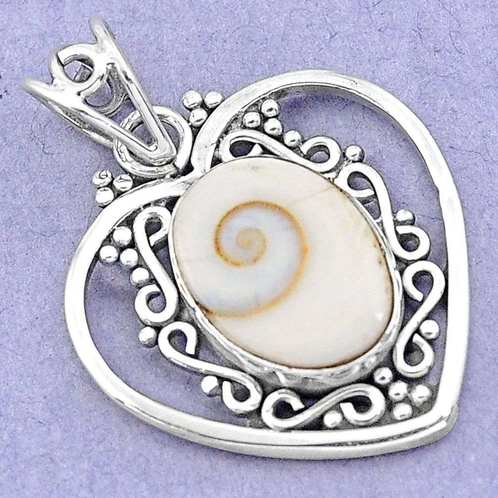 7.04cts natural white shiva eye 925 sterling silver heart pendant jewelry p19390