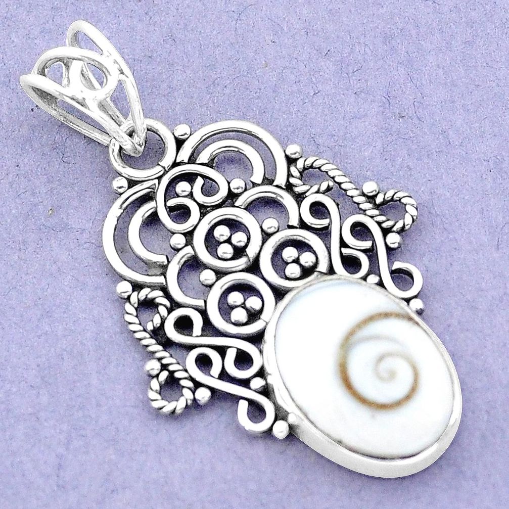 5.84cts natural white shiva eye 925 sterling silver pendant jewelry p19396