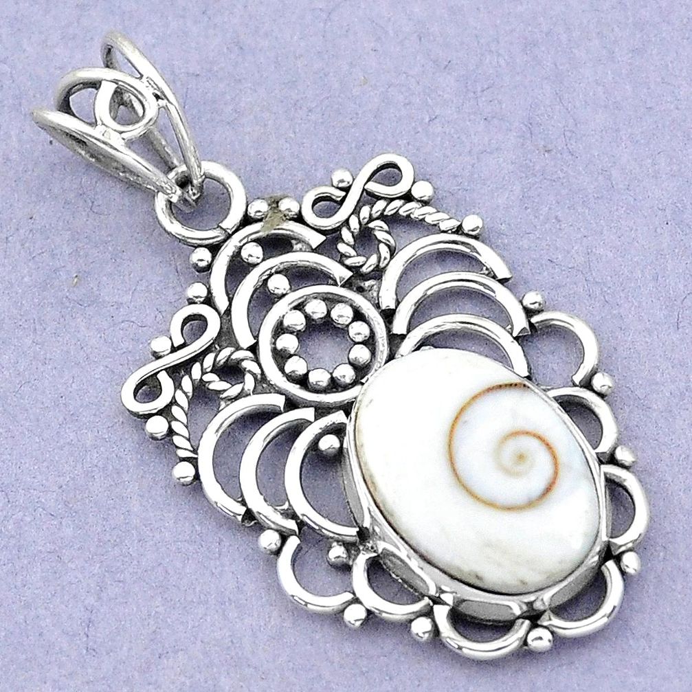 925 sterling silver 6.39cts natural white shiva eye oval pendant jewelry p19397