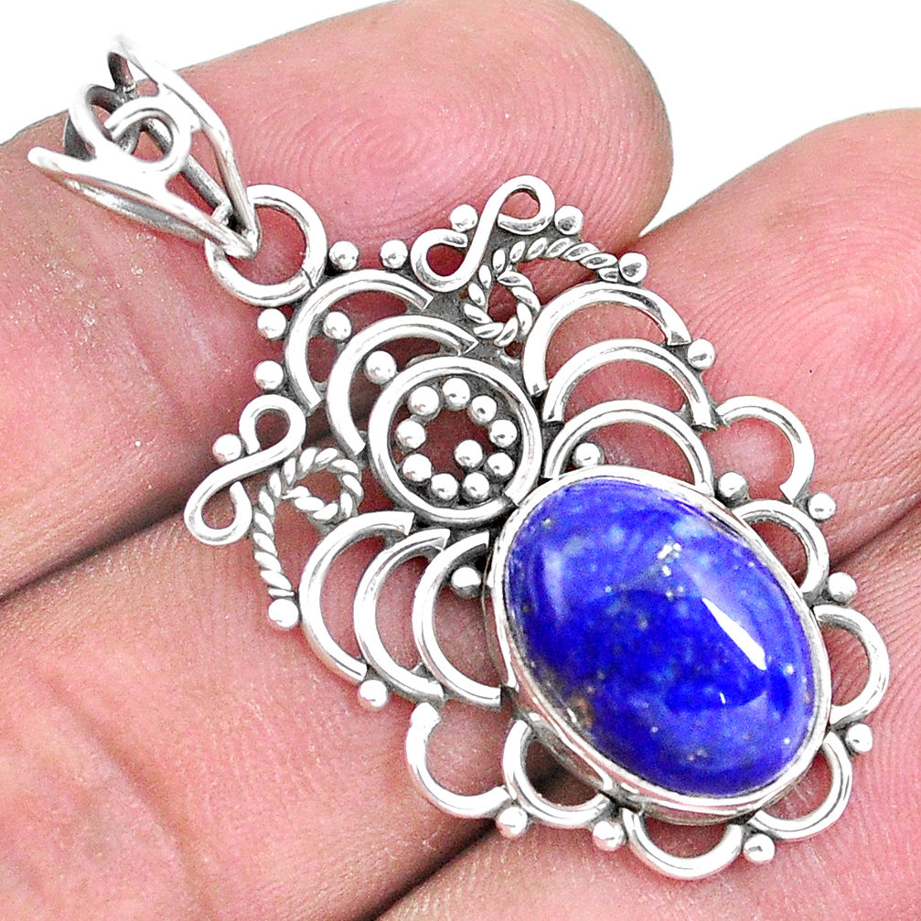 5.87cts natural blue lapis lazuli 925 sterling silver pendant jewelry p19663