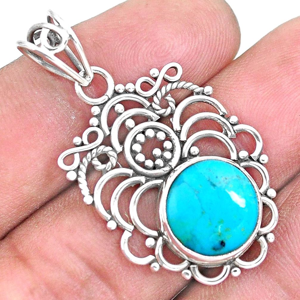 7.33cts blue arizona mohave turquoise 925 sterling silver pendant jewelry p19669