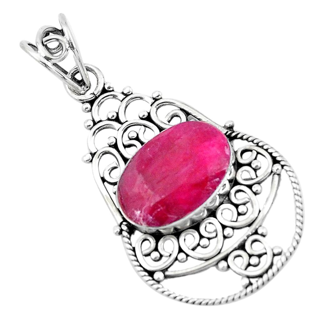 925 sterling silver 5.54cts natural red ruby oval pendant jewelry p19712