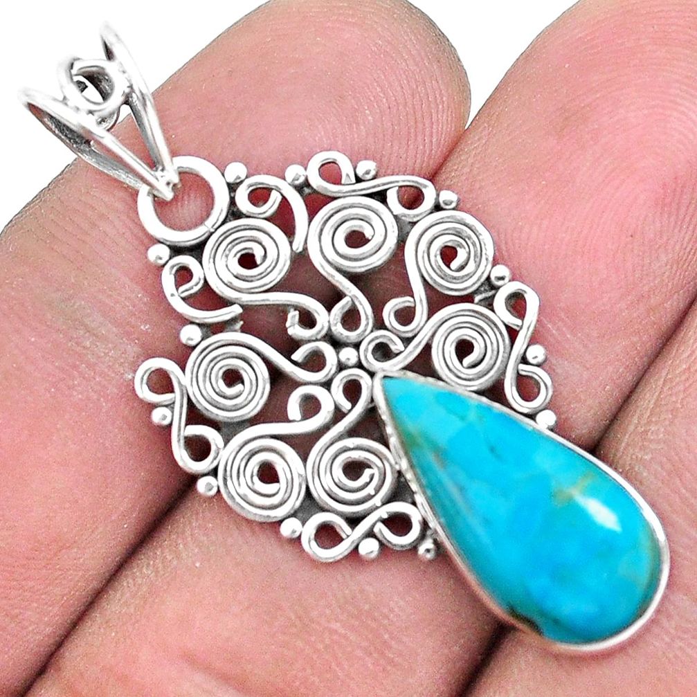 7.04cts green arizona mohave turquoise 925 sterling silver pendant p19725