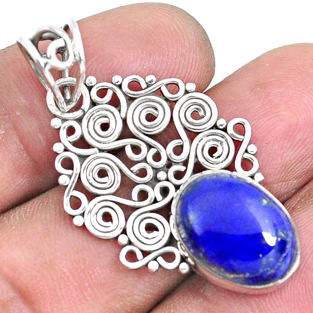 6.36cts natural blue lapis lazuli 925 sterling silver pendant jewelry p19728