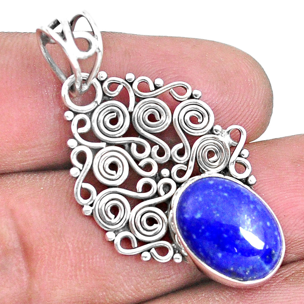 5.54cts natural blue lapis lazuli 925 sterling silver pendant jewelry p19729
