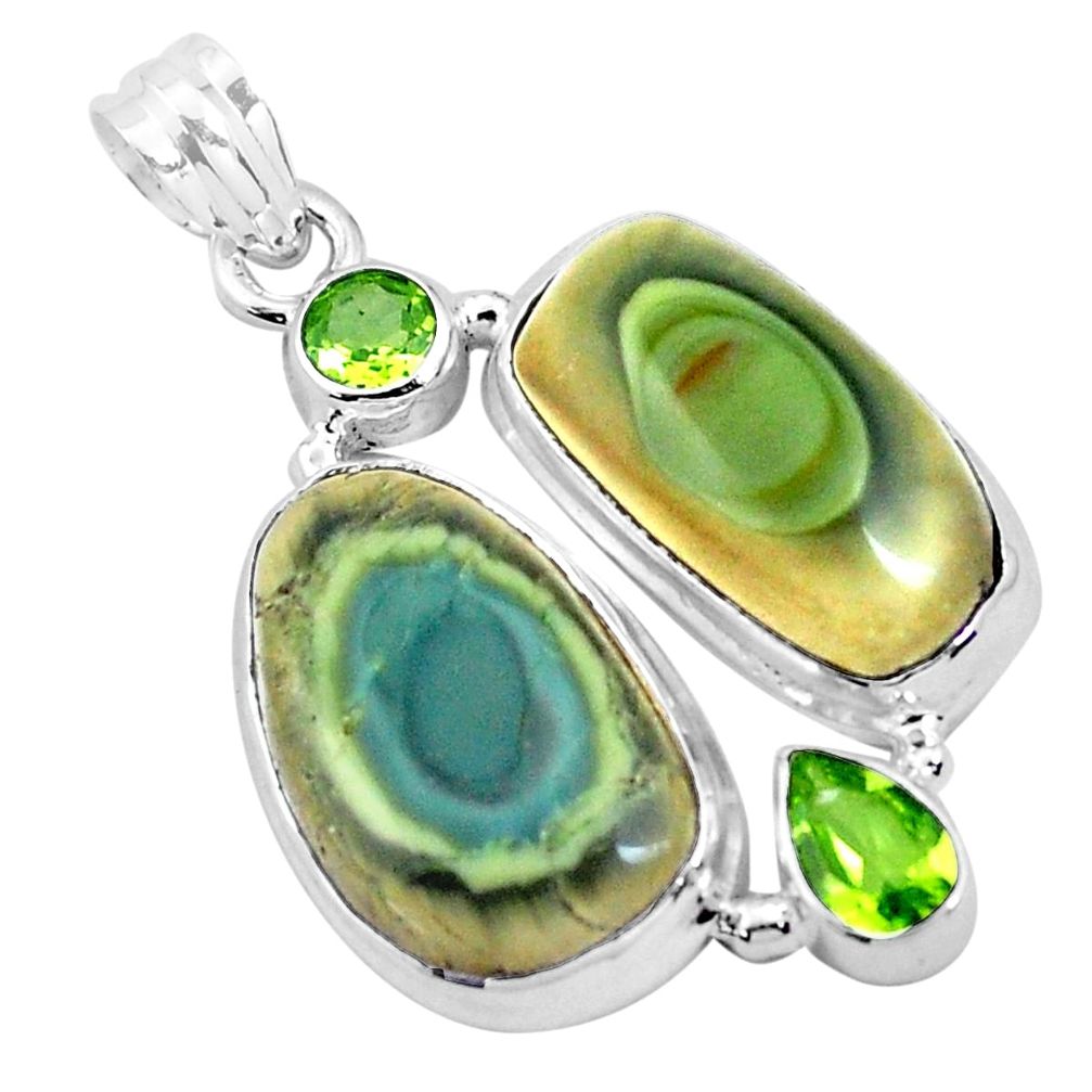 27.05cts natural green imperial jasper peridot 925 silver pendant jewelry p19741