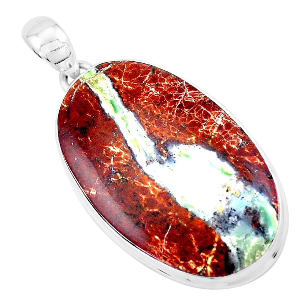 925 sterling silver 33.08cts natural brown boulder chrysoprase pendant p19794