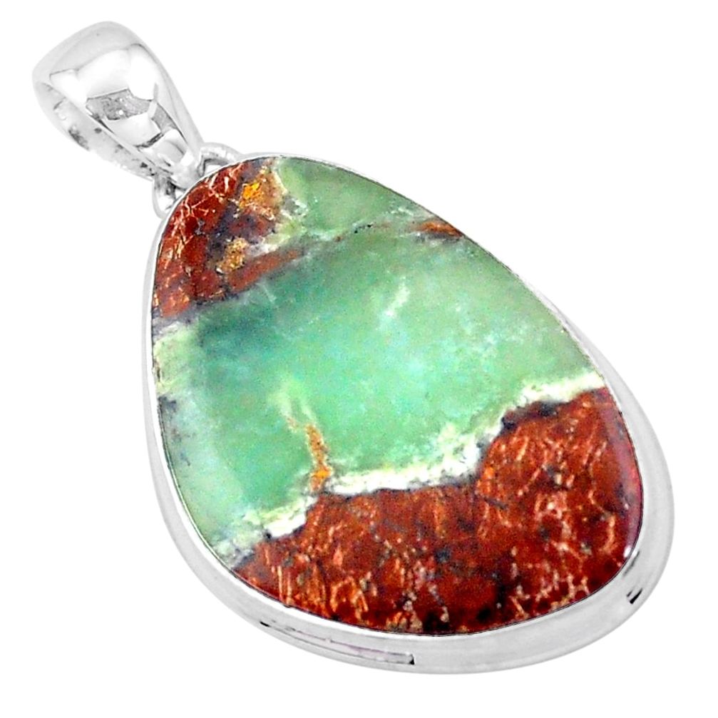 22.05cts natural brown boulder chrysoprase 925 sterling silver pendant p19798