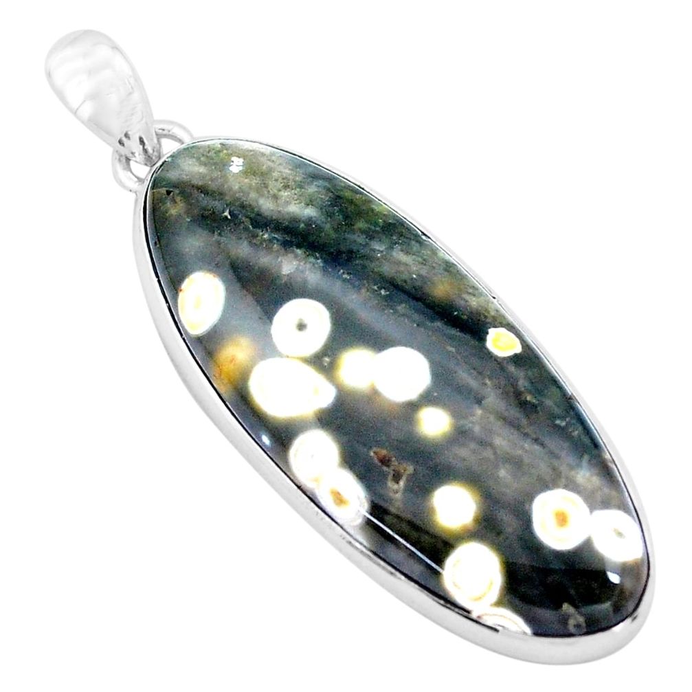 33.29cts natural multi color ocean sea jasper 925 silver pendant p19846