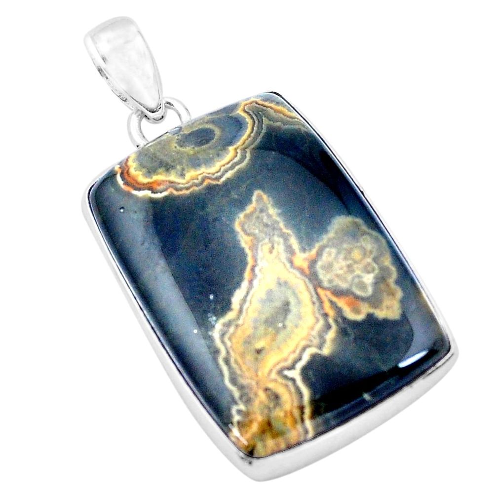 37.13cts natural multi color ocean sea jasper 925 silver pendant p19860