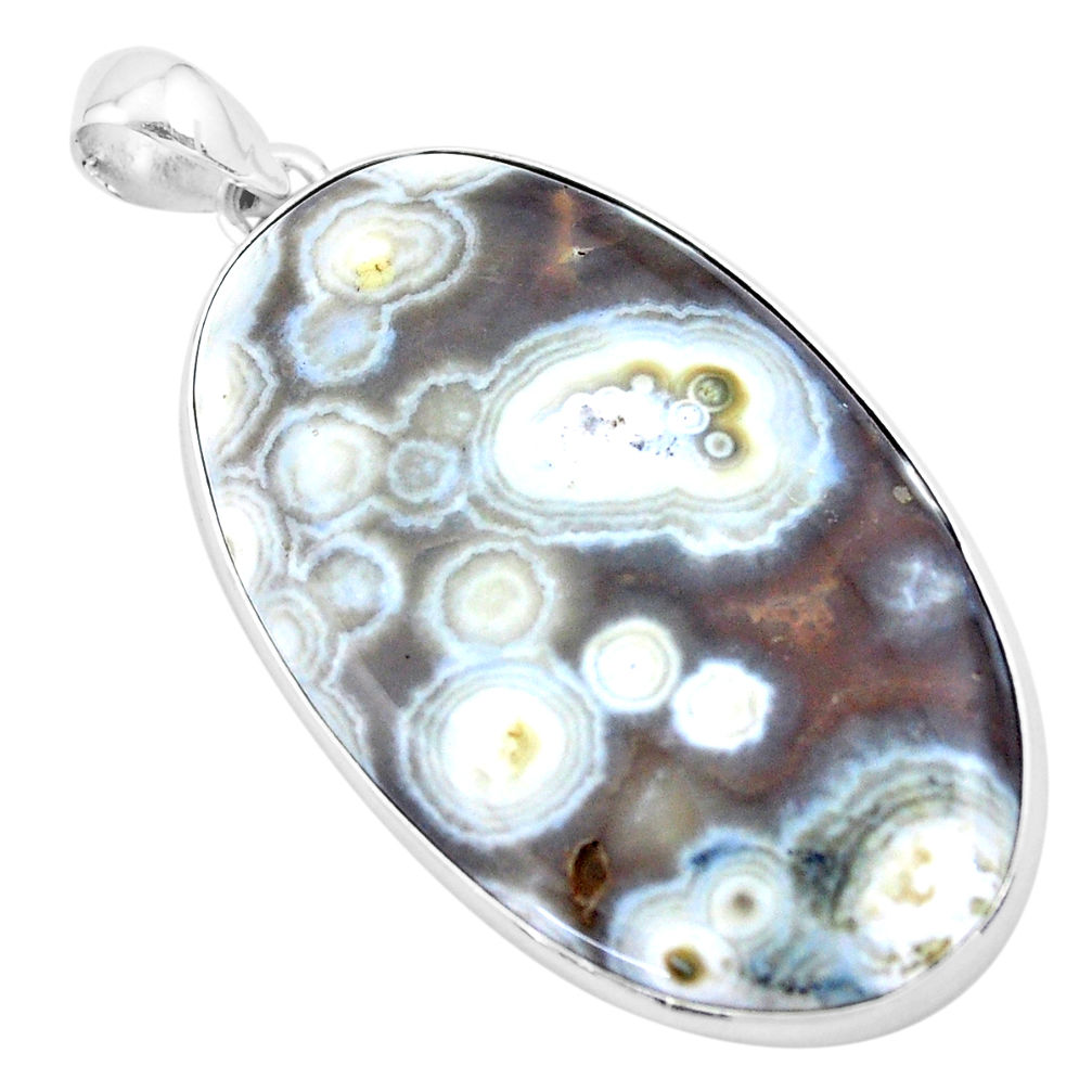 53.31cts natural multi color ocean sea jasper 925 silver pendant p19872