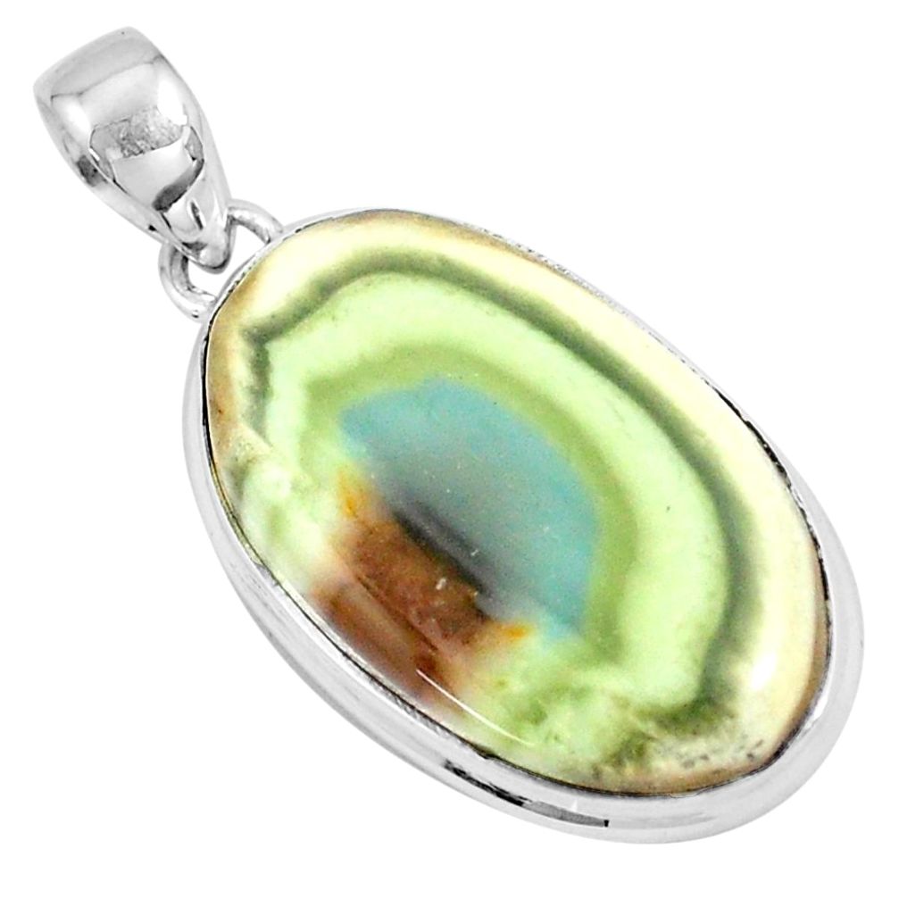 24.38cts natural green imperial jasper 925 sterling silver pendant p19901