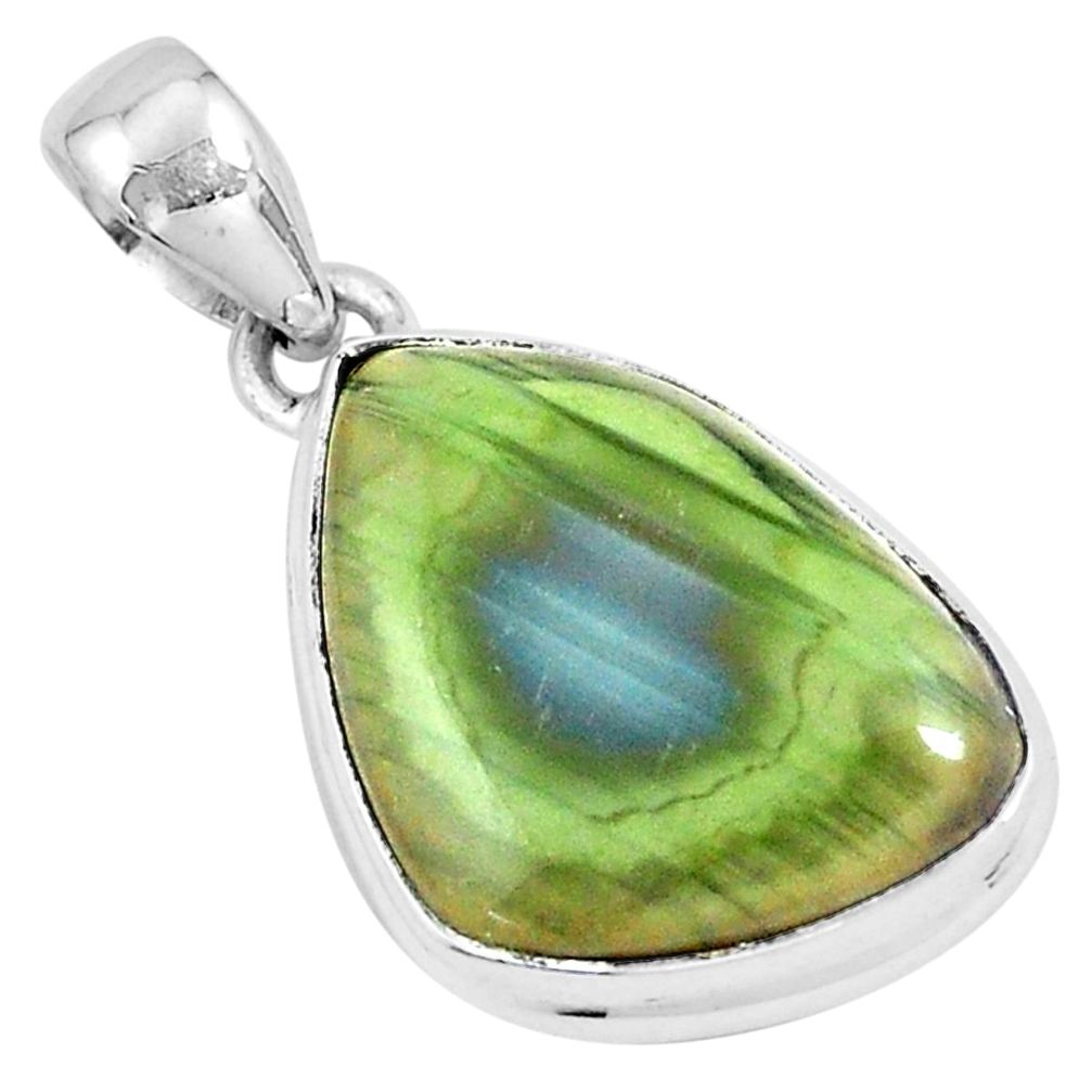 16.73cts natural green imperial jasper 925 sterling silver pendant p19902