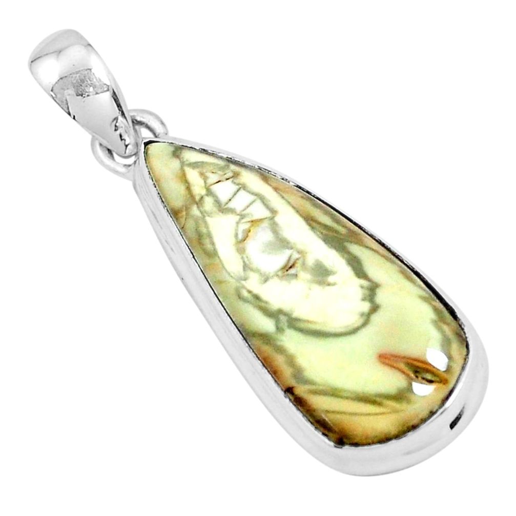 925 sterling silver 16.73cts natural green imperial jasper pear pendant p19904