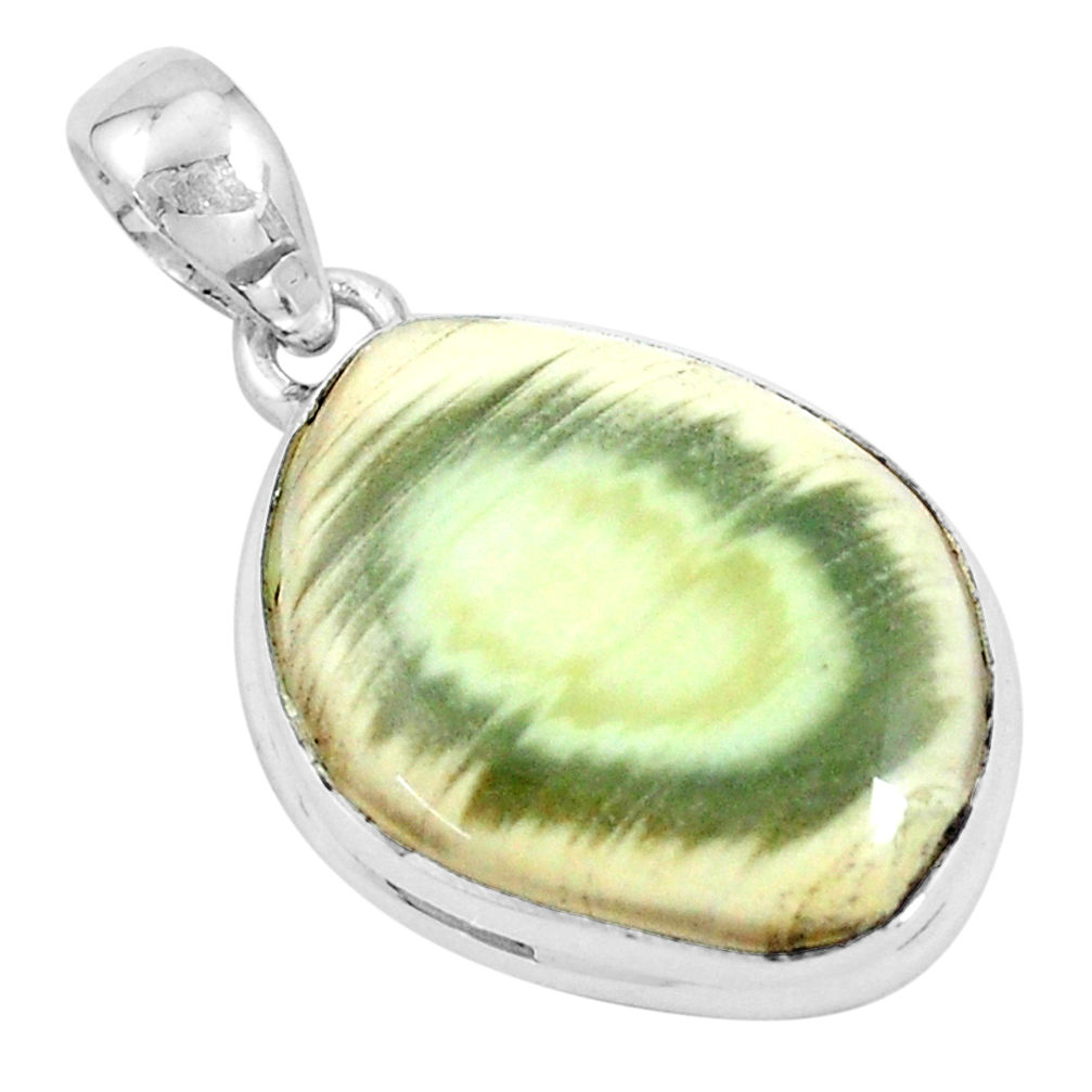 18.15cts natural green imperial jasper 925 sterling silver pendant p19905