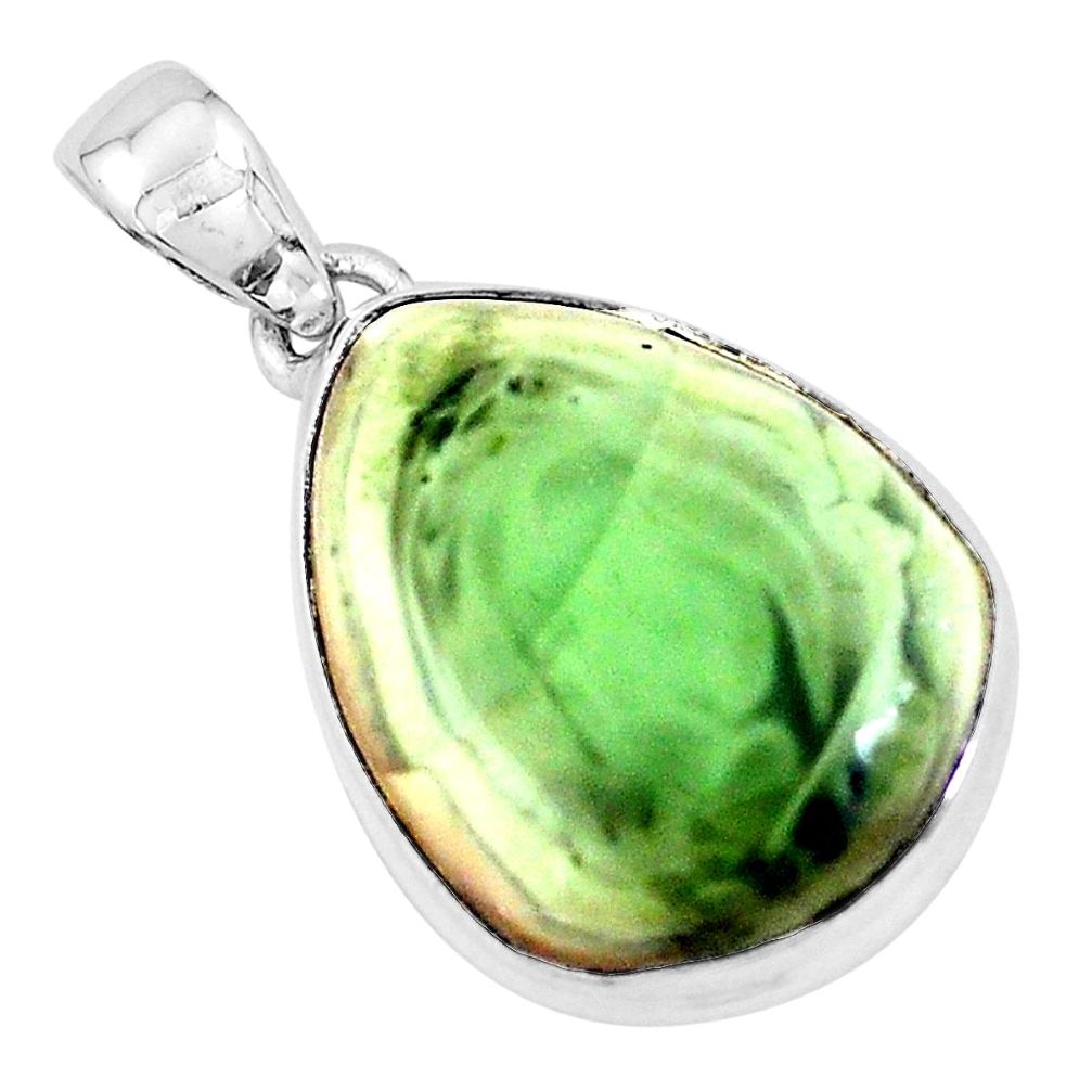 19.23cts natural green imperial jasper 925 sterling silver pendant p19908