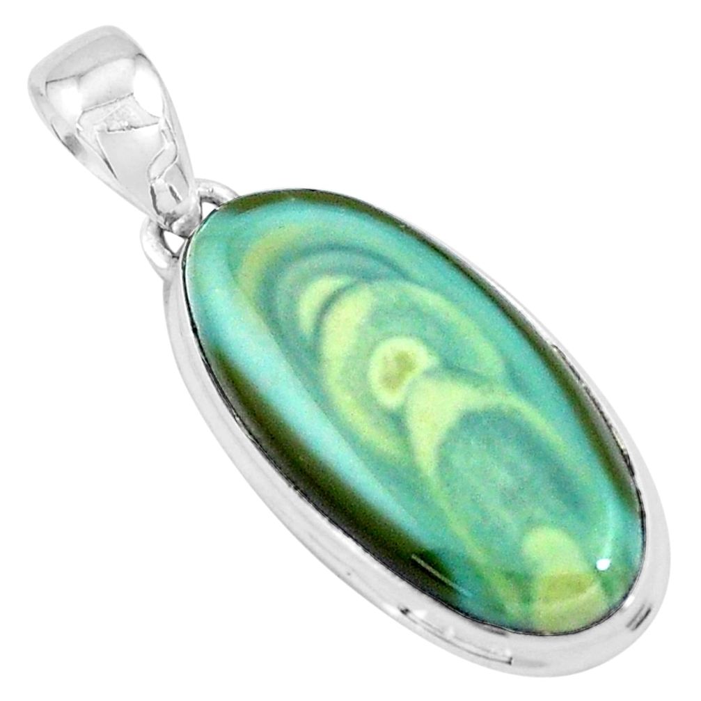 925 sterling silver 17.57cts natural green imperial jasper pendant p19909