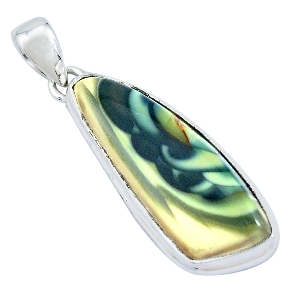 19.23cts natural green imperial jasper 925 sterling silver pendant p19912