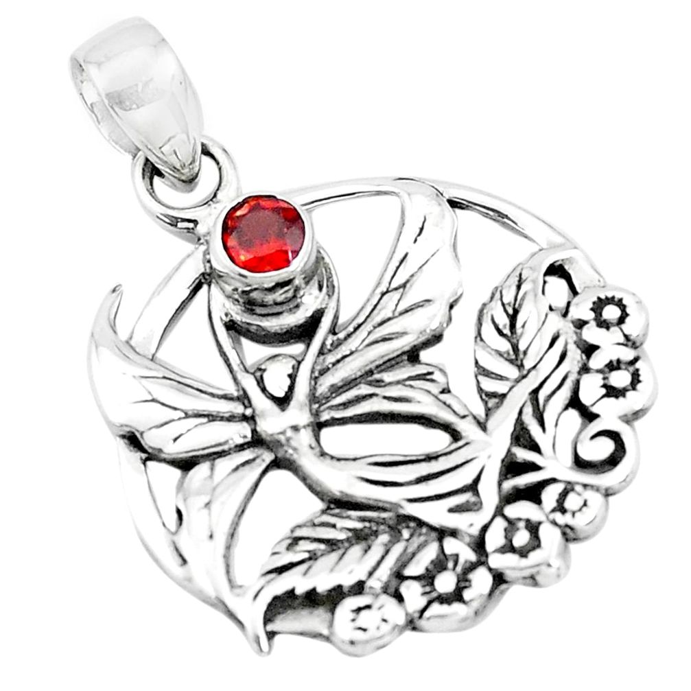 0.55cts natural red garnet 925 sterling silver angel wings fairy pendant p19971