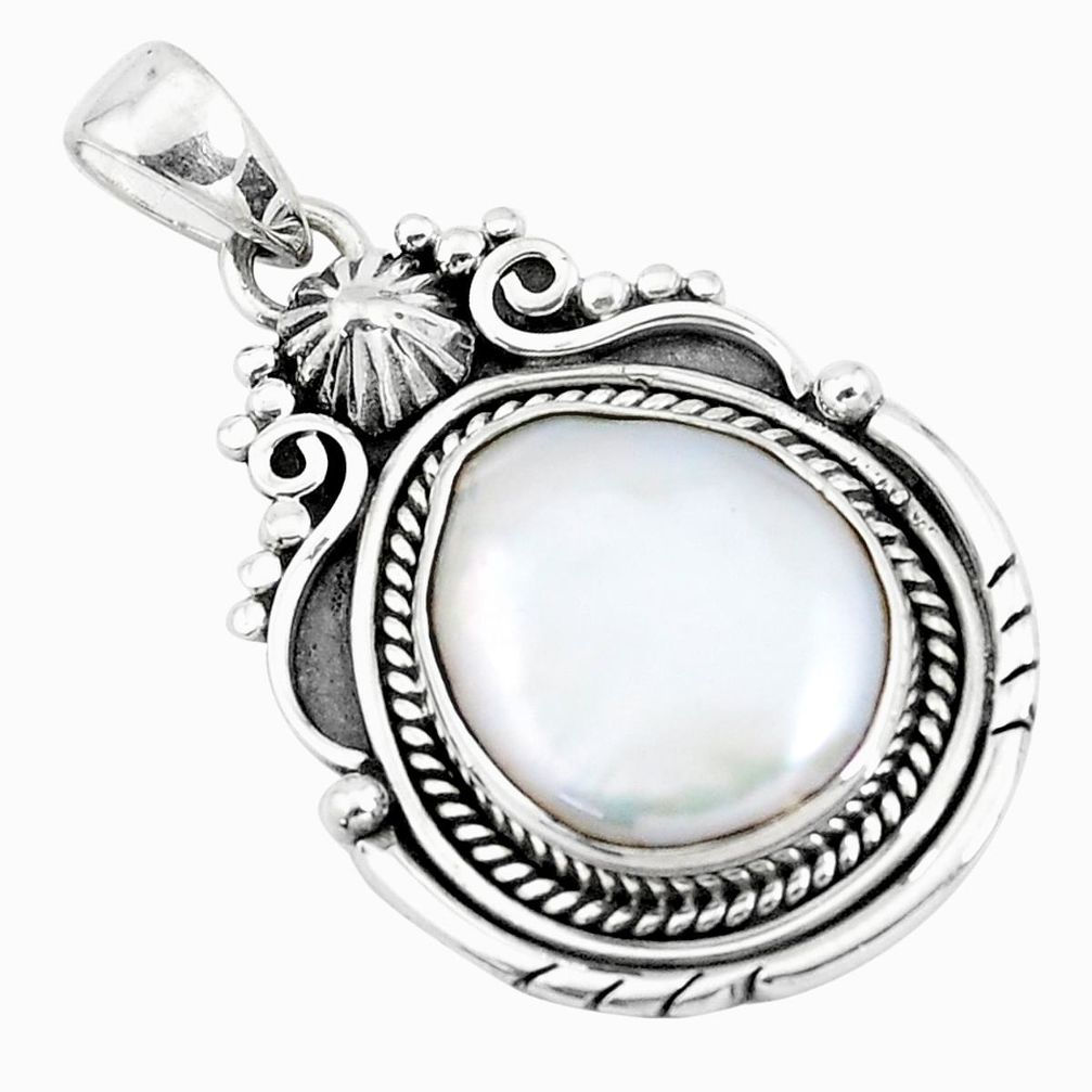 925 sterling silver 12.39cts natural white pearl pendant jewelry p20007