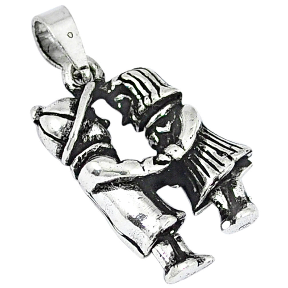 Indonesian bali style solid 925 sterling silver love couple pendant p2010