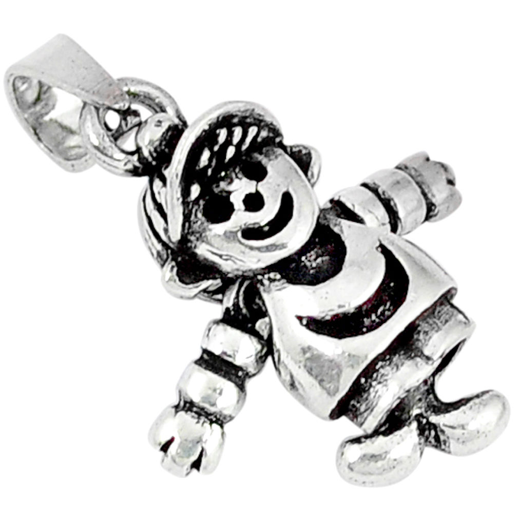 3d moving charm solid 925 sterling silver doll pendant jewelry p2015