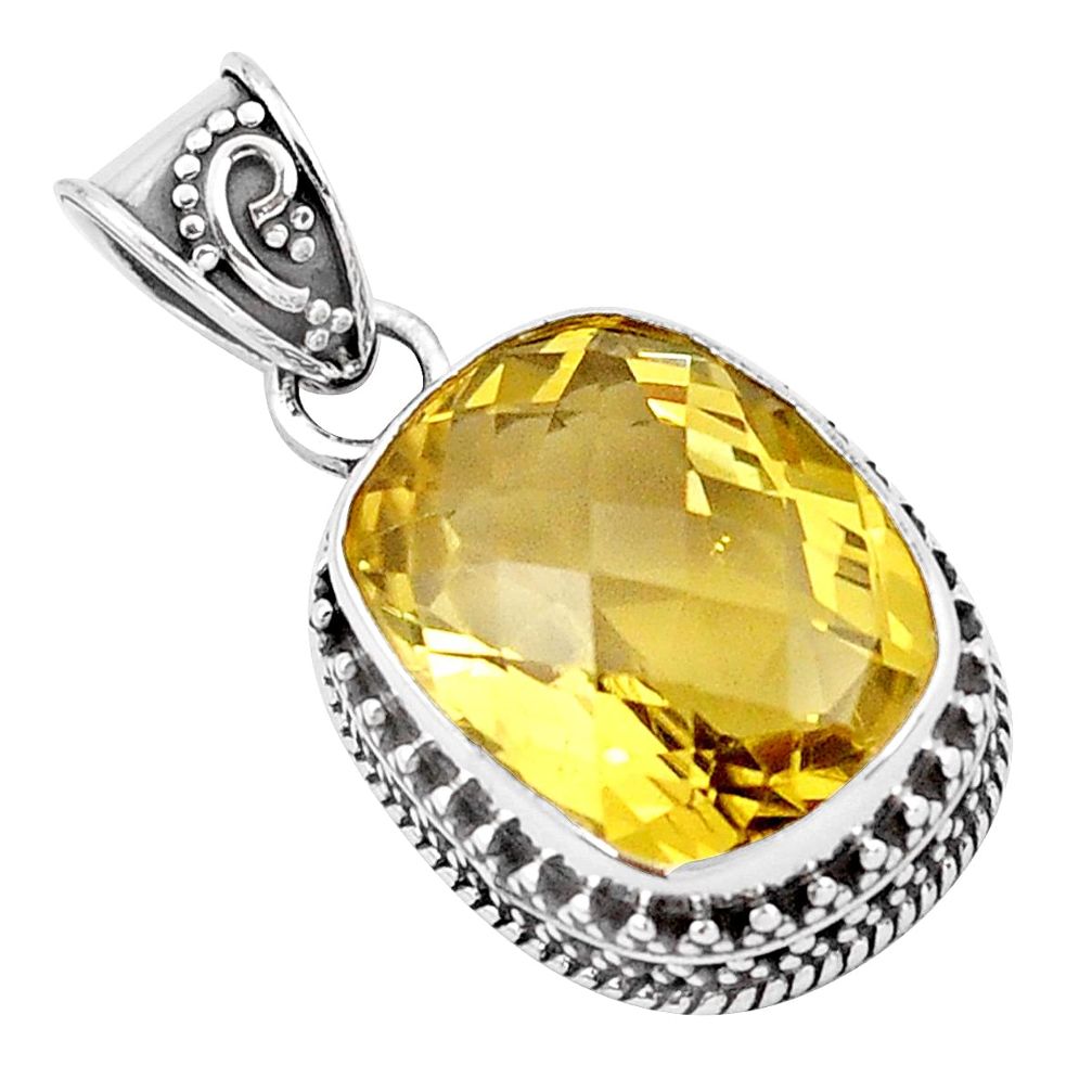 925 sterling silver 13.20cts natural golden imperial topaz oval pendant p20250